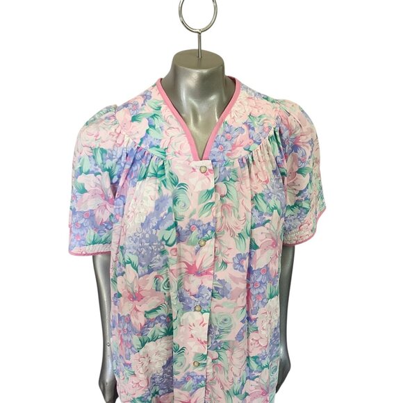 Vintage Kelly Reed Women's Size Small House Dress Mumu Snaps Pockets Floral NWOT - Picture 2 of 13